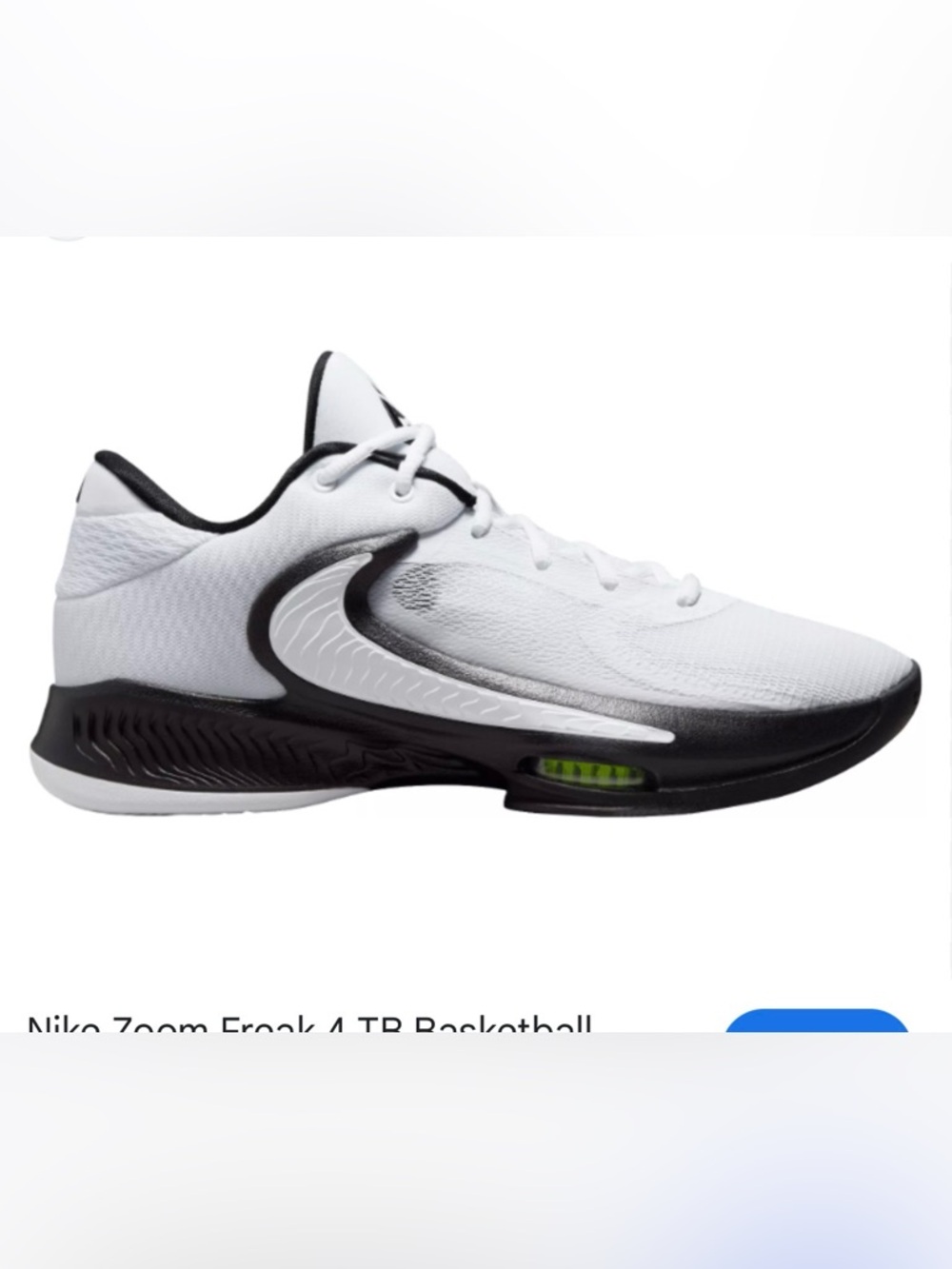 Nike Zoom Freak 4 TB White Black Giannis, Men's 5 Basketball Shoes DO9679-100
